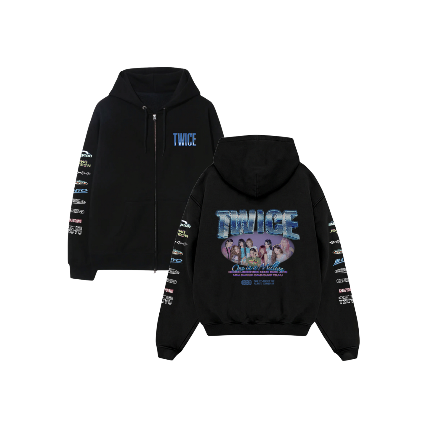 BLACK ZIP HOODIE - AUSTIN – TWICE