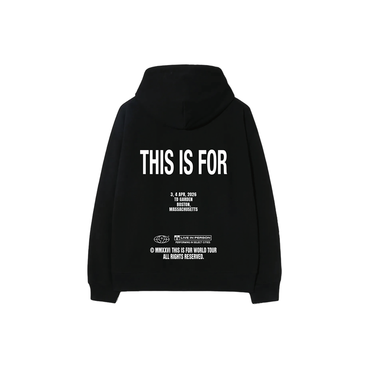 BLACK ZIP HOODIE - BOSTON