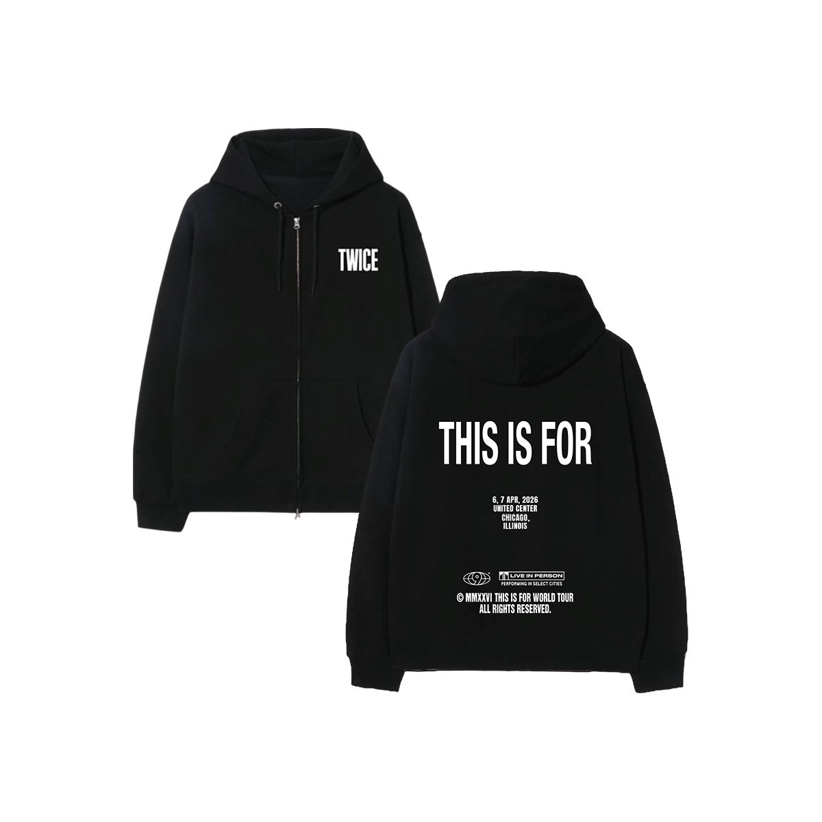 BLACK ZIP HOODIE - ORLANDO – TWICE