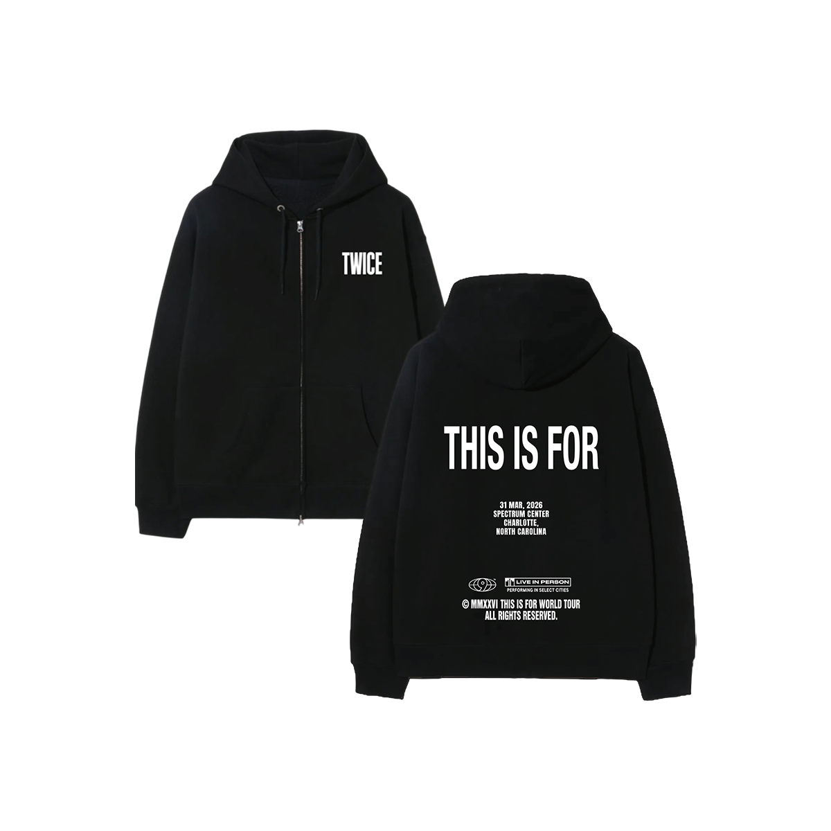 BLACK ZIP HOODIE - SEATTLE – TWICE